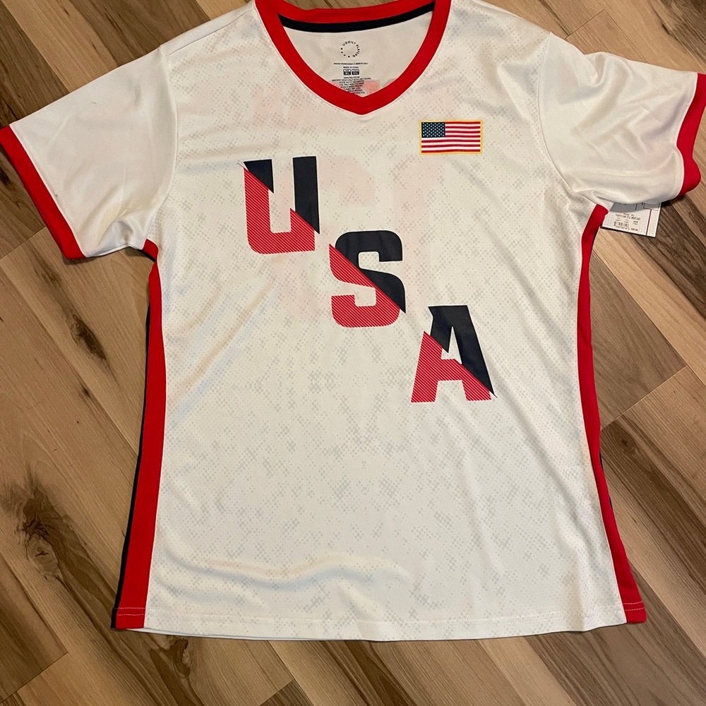 NWT USA Red & White Women's Jersey Top Morgan